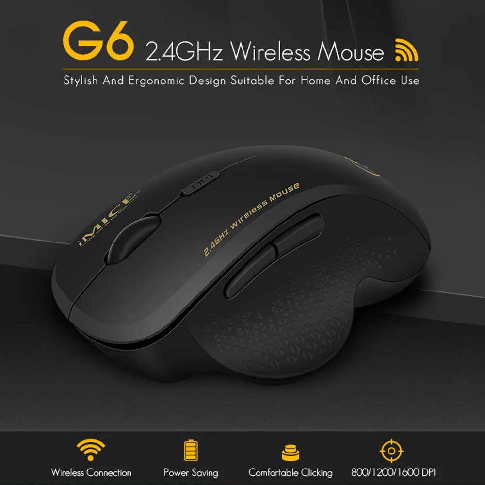 iMice Wireless Mouse Computer 2.4 Ghz 1600 DPI Ergonomic Mouse Power Saving Mause Optical USB PC Mice for Laptop PC