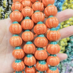 5pcs 17x18mm Pumpkin Ceramic Beads For Jewelry Making Loose Spacer Bead DIY Bracelet Necklace Earring Accessories Handmade