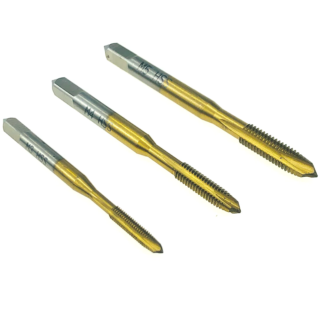 5Pcs Titanium Coating HSS Hand Tool M3 M4 M5 M6 M8Straight Fluted Screw Thread Hand Tap Drill Milling Cutter For Engrave