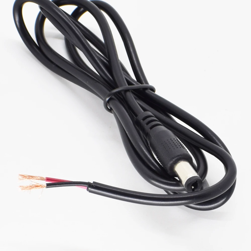 1pc 1M/3.3FT 20AWG DC Power 5.5x2.1mm Male Plug 2pin wire DIY Pigtail Cable with 5V5A Rating