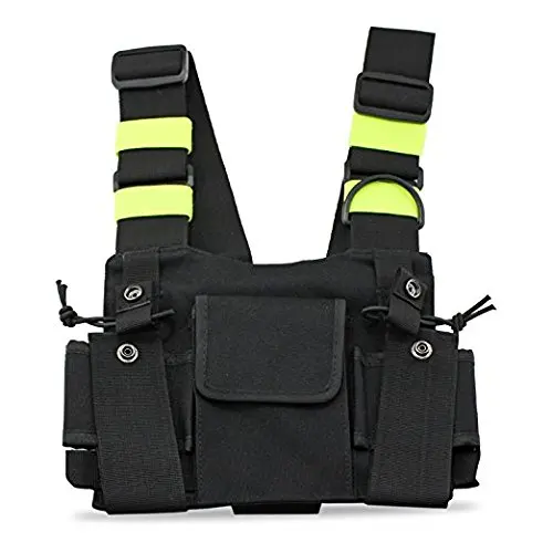 

Green Tactical Harness Front Pack bag case Pouch Carry Holster for Motorola Kenwood TYT Baofeng Walkie Talkie Vest rig Chest bag