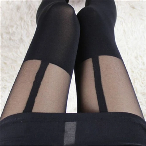 Hot Selling Sexy Women Black Fake Garter Belt Suspender Tights Over The Knee Hosiery Stockings Gifts Wholesale