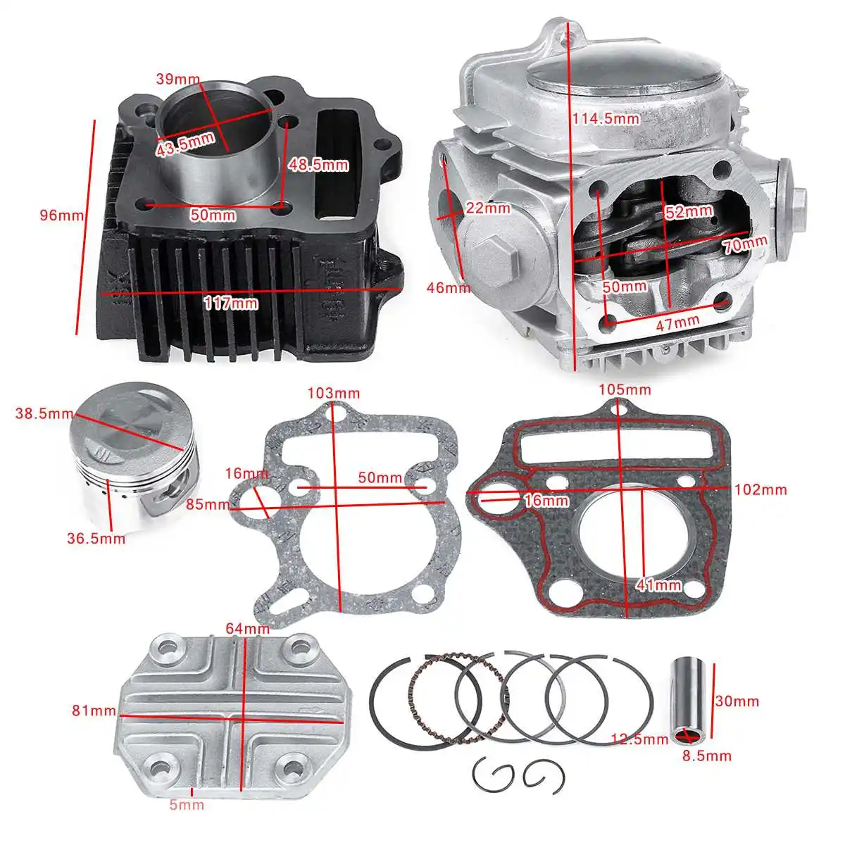 For Kazuma For Baja Roketa Sunl Taotao ATV 50CC 90CC 110CC Dirt Bike Cylinder Engine Motor Rebuild Kit ATV DIR Bike