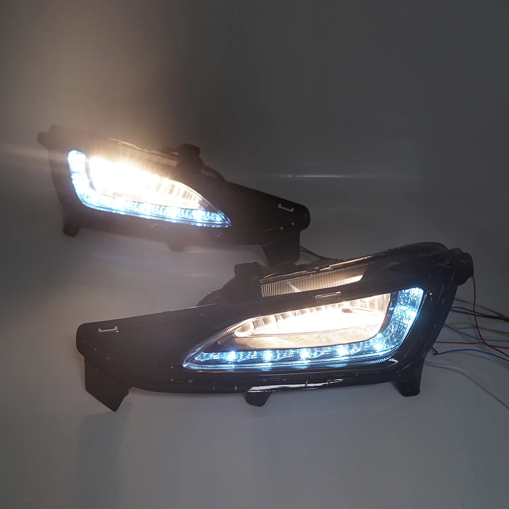 Feux de jour LED pour Hyundai Tucson, phare de voiture, kit de carrosserie, feux de brouillard DRL, 2015, 2016, 2017, 2018, 12V