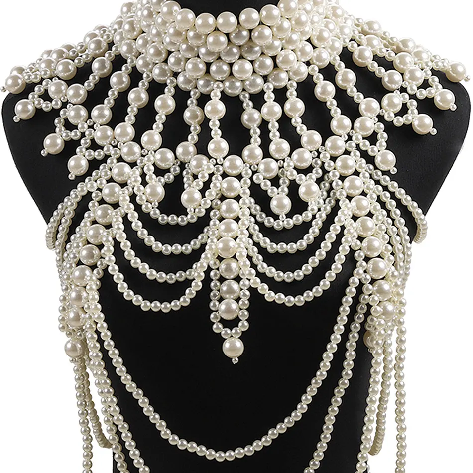 2024 Luxury Unique Pearl Body Chains Jewelry For Women Bridal Wedding Gift Elegant Shawl Jewelrys Brand Design