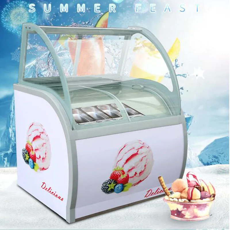 Commercial Ice Cream Display Cabinet Stainless Steel Popsicle Showcase Freezers 8 Barrels / 10 Boxes Freezer 180W