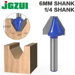 1Pc 60 Degree  1/4″ Shank 6MM SHANK  Woodworking Tenon Milling Cutter Tool Drilling Milling For Wood Carbide Alloy