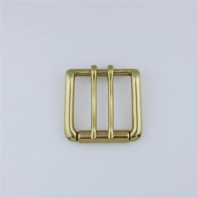 Solid Brass Roller Belt Buckle for Men Leather Craft Hardware Double Pins BOR Finish 38mm Accessories