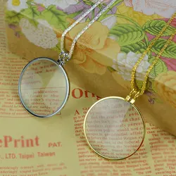 10PCS Decorative Monocle Necklace Magnifier Silver Coin Magnifying Glass Loupe Pendant Reading Birthday Party Gift 5X