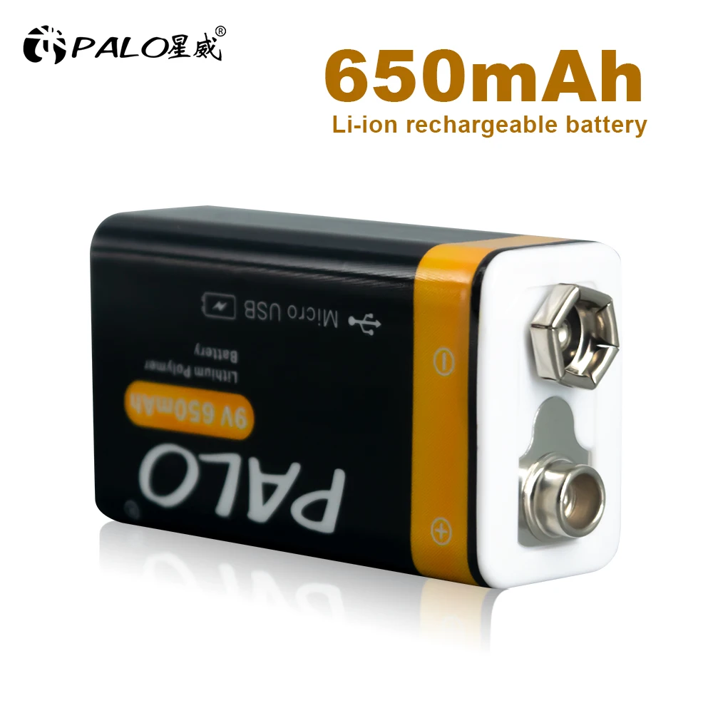 Mới 9V Pin Li-ion Sạc USB 6F22 9V Điện Áp Không Đổi Lithium Pin 9V Cho Đồng Hồ Đo Vạn Năng Khói đồ Chơi