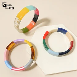 GongLong Colorful Trendy Round Bangle Bracelets for Women Fashion Jewelry Acrylic Geometric Cuff Bangles Designer Simple Gifts