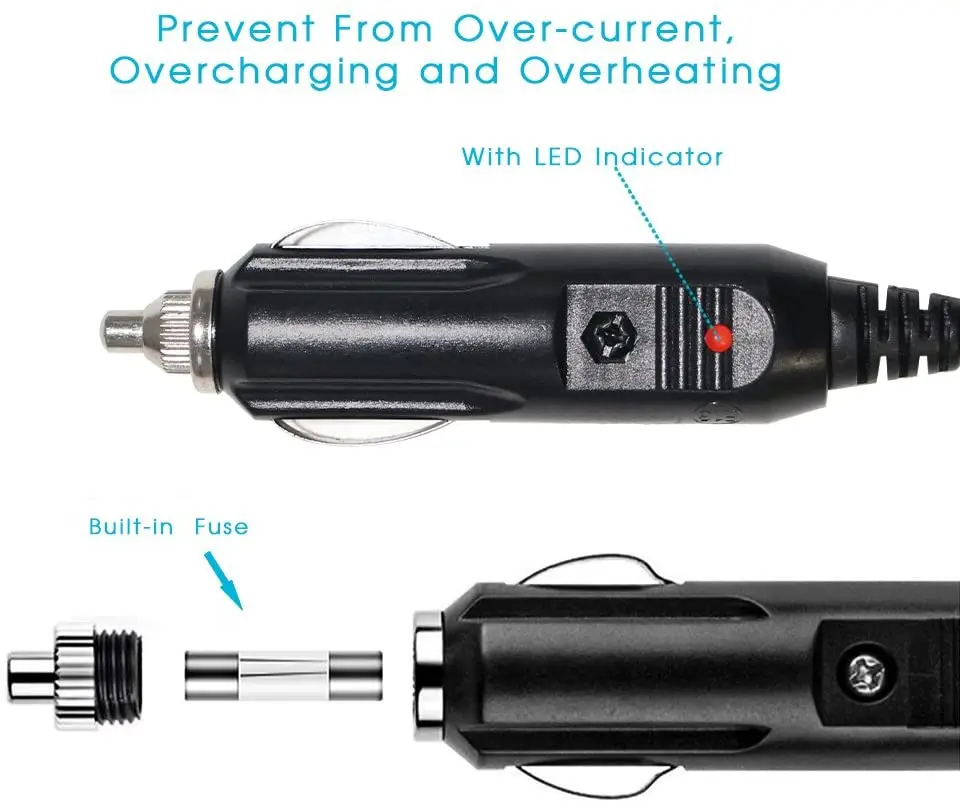 12 فولت سيارة تمديد الحبل ، ذكر التوصيل إلى أنثى تمديد المقبس كابل مع LED light s16awg ، 15A الصمامات ل مضخة إطار ، 12FT/3.6 متر