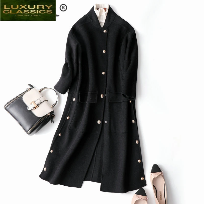 Winter Wool Coat Elegant Women Autumn Clothes 2021 Ladies Korean Vintage Cashmere Long Woolen Coat Female Jacket Fit 0713