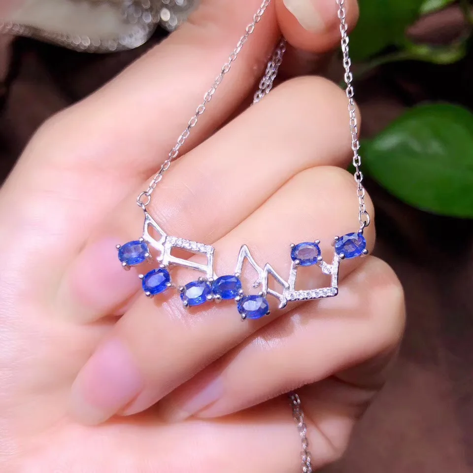 KJJEAXCMY boutique jewelry 925 sterling silver inlaid Natural sapphire Women's pendant necklace supports detection exquisite