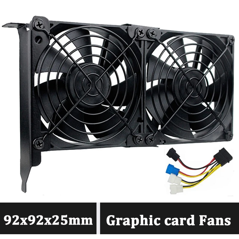 Gdstime Universal VGA Cooling Fan Dual 90mm 3.5inch DC 12V Desktop Computer Chassis PCI Graphics Card Double Fan 9CM