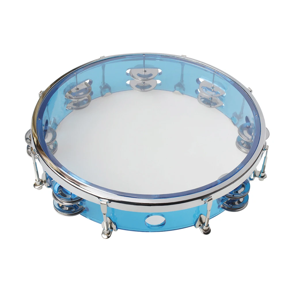 10 Inch Tambourine Percussion Instrument Self-Tuning Tone Hand Drum Double Row Jingles Bell Musical Educational Toys Gifts