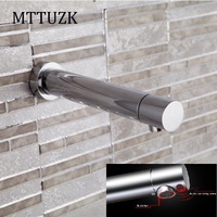 MTTUZK Chrome Brass Wall DC6V Battery Power Integrated type Automatic Sensor Tap Bathroom Wash Basin Touchless infrared Faucet