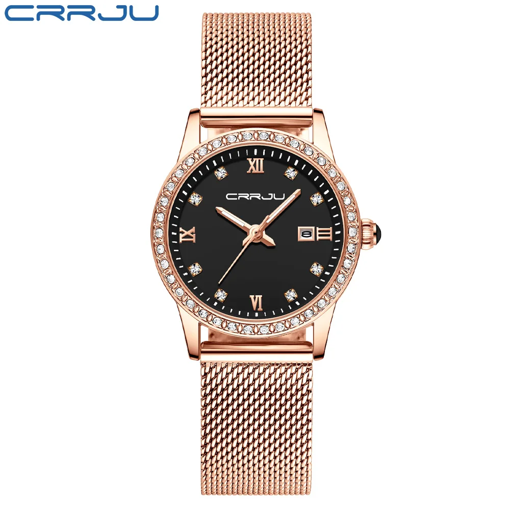 CRRJU Gold Watch Women Quartz Watches Lady Waterproof Wristwatch Womens Bracelet Female Clock Relogio Feminino Montre Femme