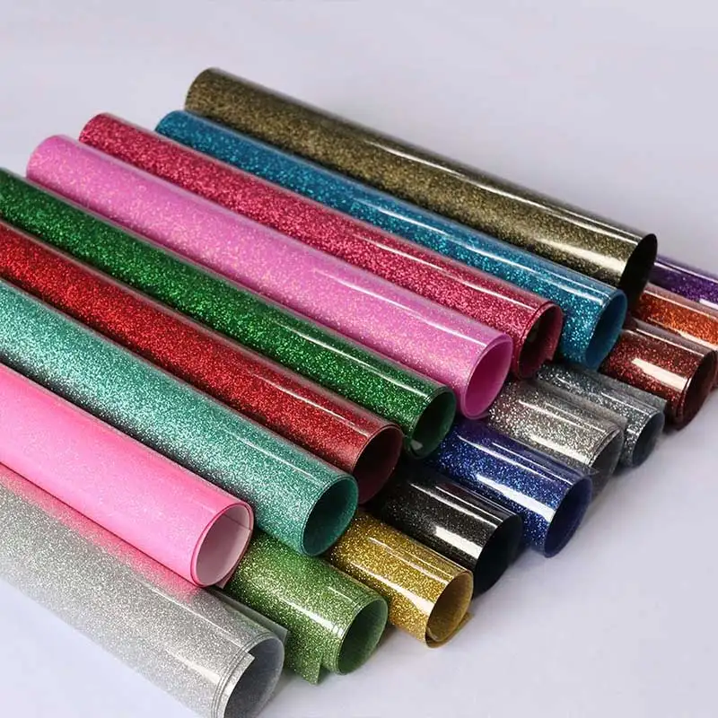 Glitter Heat transfer vinyl roll Iron On transfer vinyl 50x100cm HTV for T Shirts heat press decor film easy cut weed wholesale