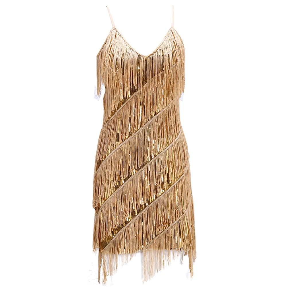 gold fringe dress uk Women's Gold Fringe Dress in Gold - Size 8 main image 1