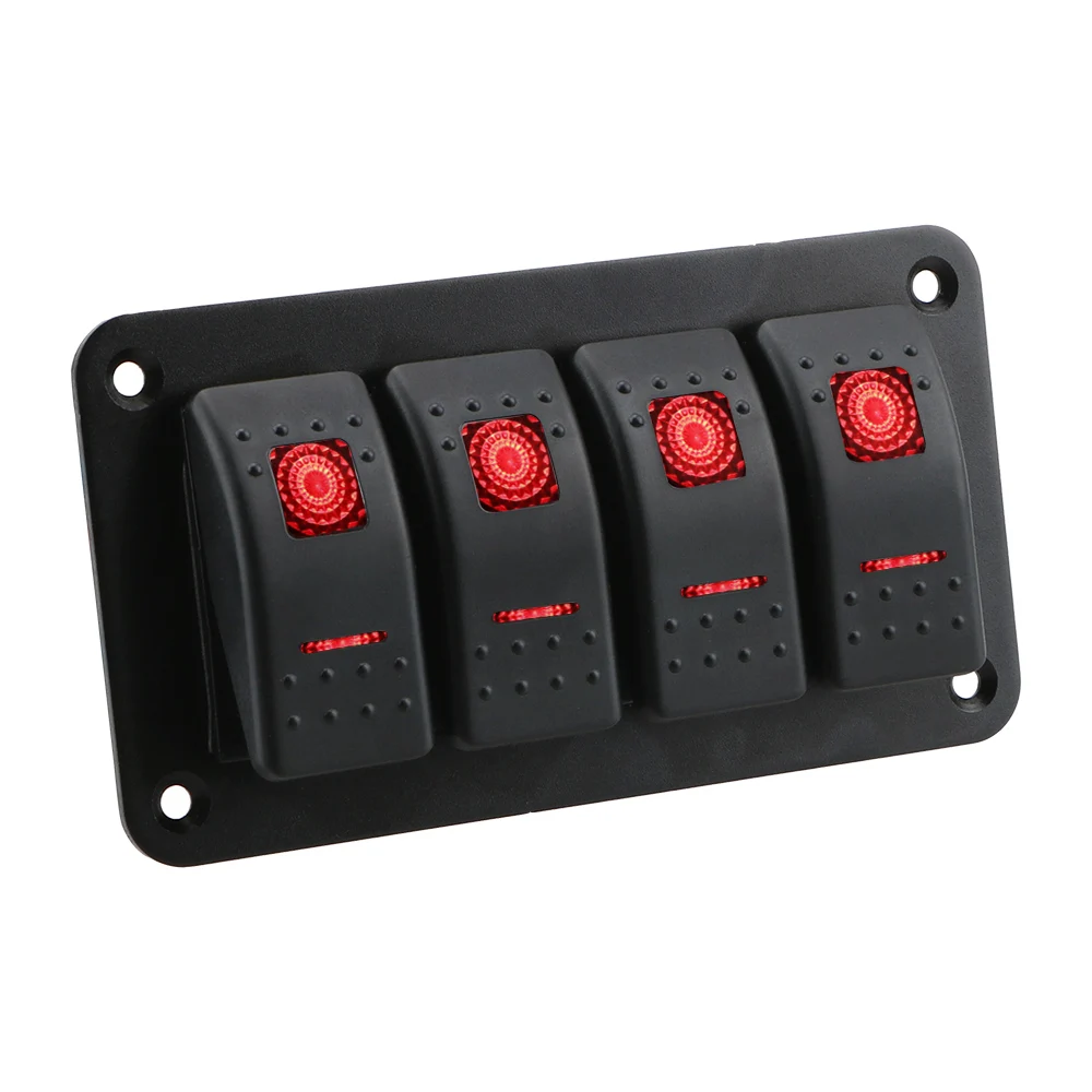 

4 Gang Car Switch Panel Control Switch Panel LED Light Boat Car Rocker Switch Auto Replacement Parts