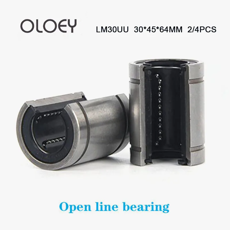 2/4pcs Sliding Open Type Linear Bearings LM30UU 30X45X64mm Shaft Ball Bushing in SBR Rail Guide (mm) With High Quality