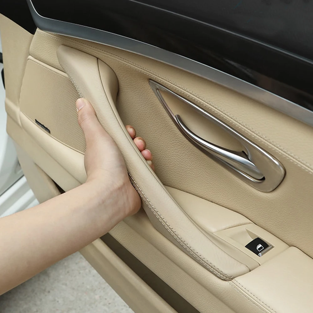 لسيارة BMW 5 series F10 F11 رمادي بيج أسود يسار يمين داخل المقبض الداخلي لوحة الباب الداخلي غطاء الكسوة