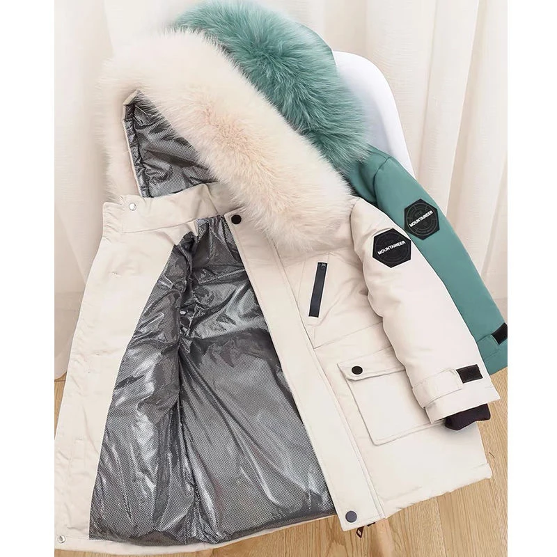 New Boys Down Jacket winter Thick Warm Outerwear Boys Kids Parka faux Fur hooded snowsuit Teenage 10 12 14 years