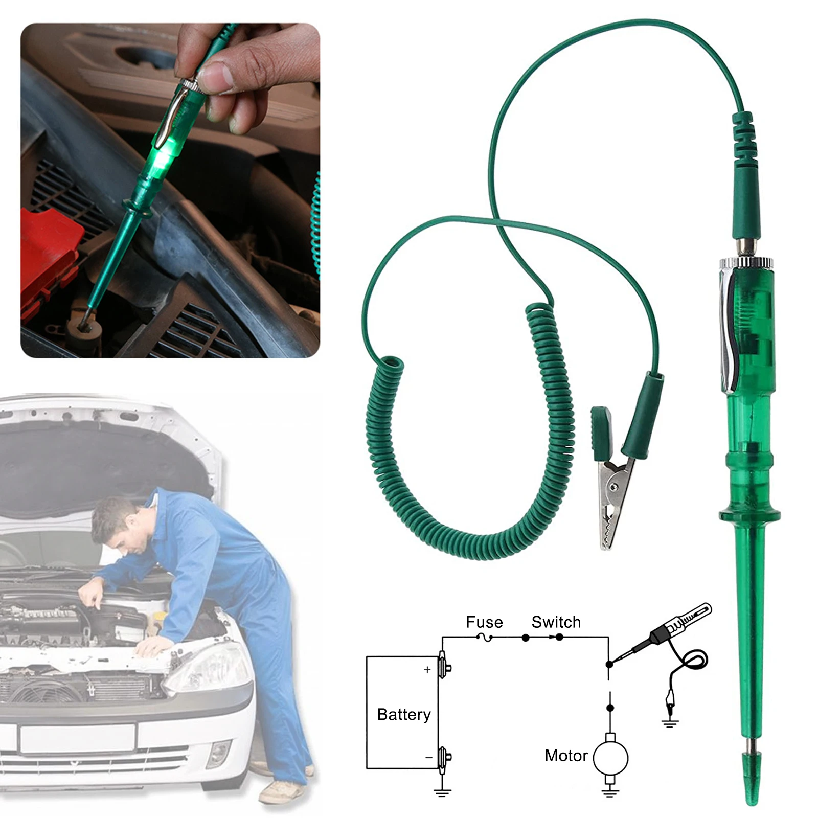 Car Circuit Tester Self-Auto Carrier DC 6V 12V 24V Circuit Testing Device Electrical Circuit Test Pen Pencil