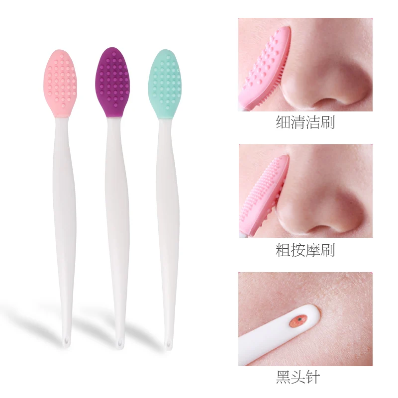 Silicone Exfoliating Lip Brush Tool Soft Blackhead Remover Double-Sided Wash Face Brush Face Scrub Washing Brush Makeup Tool