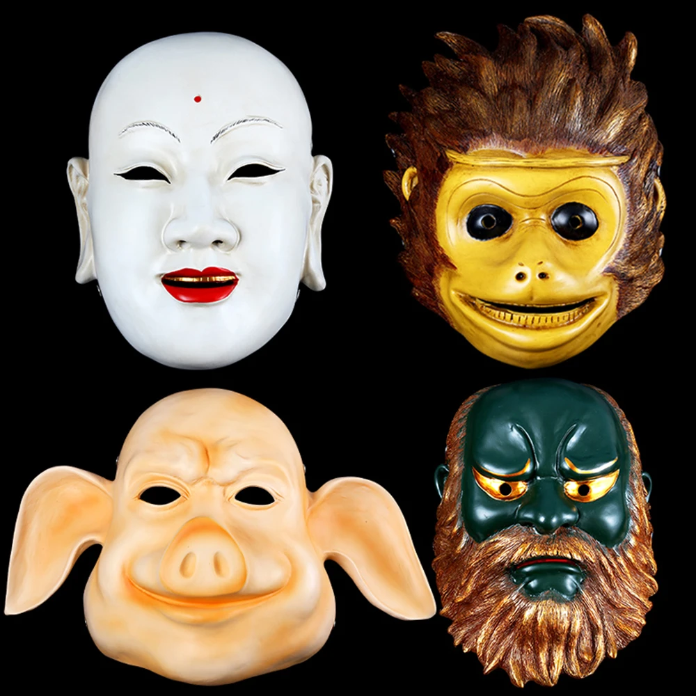 

Chinese Mythology Design Full Face Masks For House Decoration Halloween Cosplay Tang Monk Monkey King Piggie Sha Monk Mask