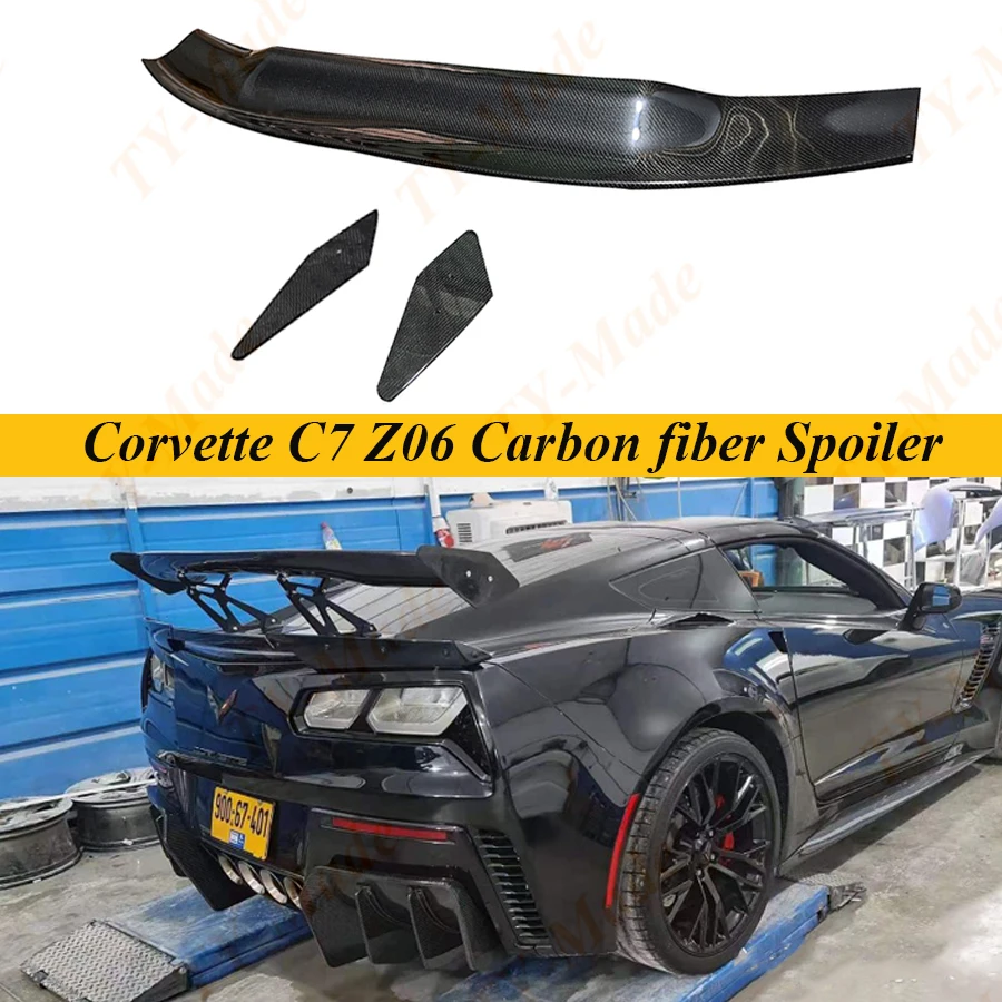 

High Quality Black Carbon Fiber Rear Trunk Wing Spoiler For Chevrolet Corvette C7 Z06 Spoiler 2014 2015 2016 2017 Car GT Style