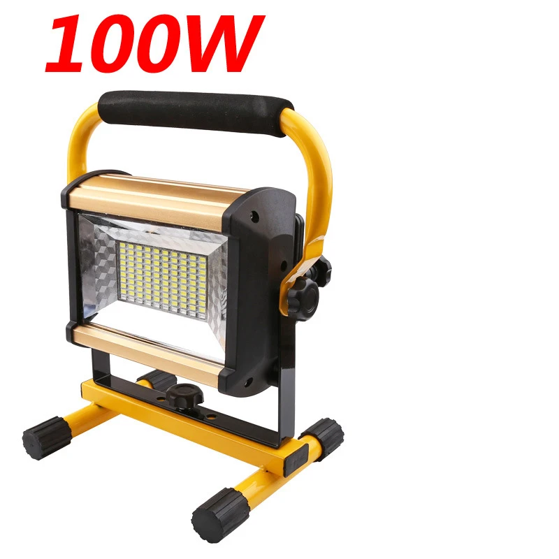 4PCS Waterproof IP65 100W LED Floodlight Rechargeable 100LED Portable LED Floodlight Work Light Flood Light Working Camping Lamp