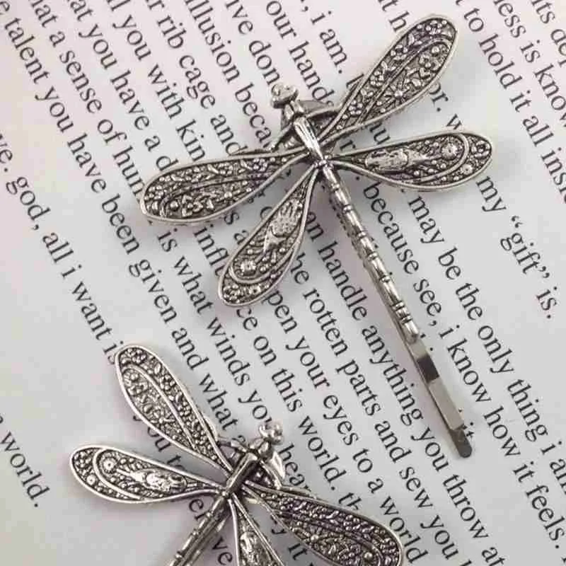 Elegant Vintage Dragonfly Hairpins Bridal Headdress Wedding Hair Accessories Transparent Dragonfly Hair Clip 1pcs