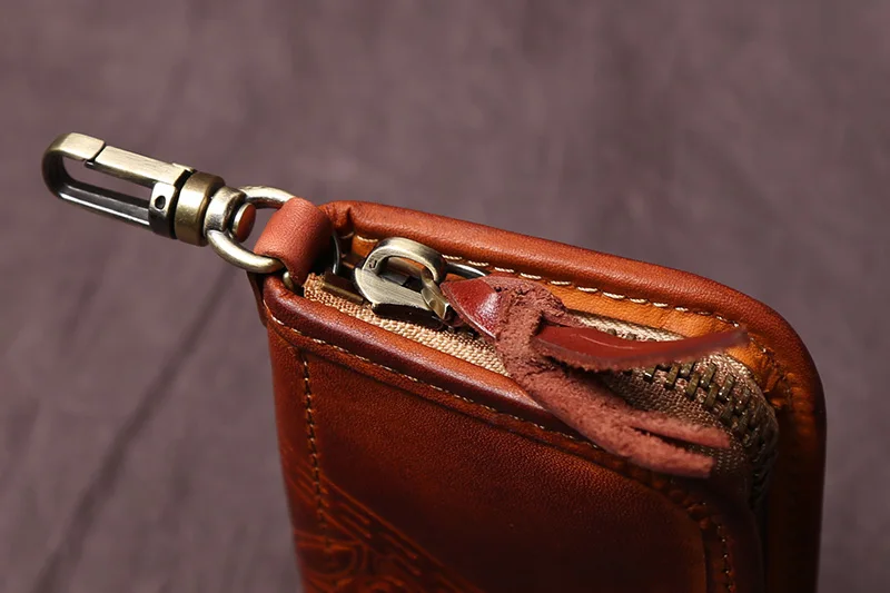 NZPJ männer Leder Schlüssel Tasche, Die Erste LayerOf Rindsleder, Damen Geldbörse, multi-funktionale Vintage Pflanzlich Gegerbtem Leder ID Tasche. – Detail 8