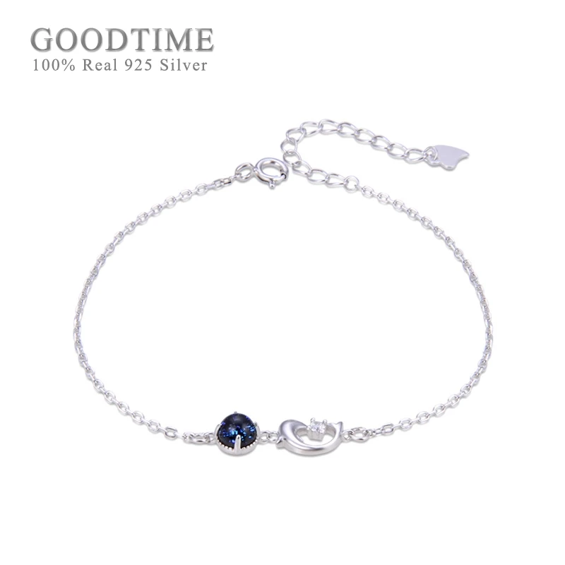 Trendy Women Bracelet Pure 925 Sterling Silver Fish Zircon Glass Jewelry Accessories Gift For Bride Wedding Party