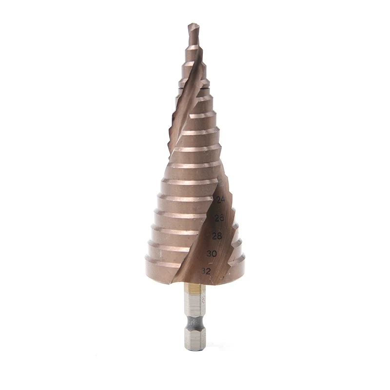 

M35 HSS-CO Step Drill Bits 4-32mm metalworking Spiral groove 1/4'' hex Shank Stainless steel tapping Cobalt plating