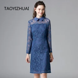 TAOYIZHUAI  new arrival autumn vintage style women dress straight above knee plus size print loose party office lady dress 14272