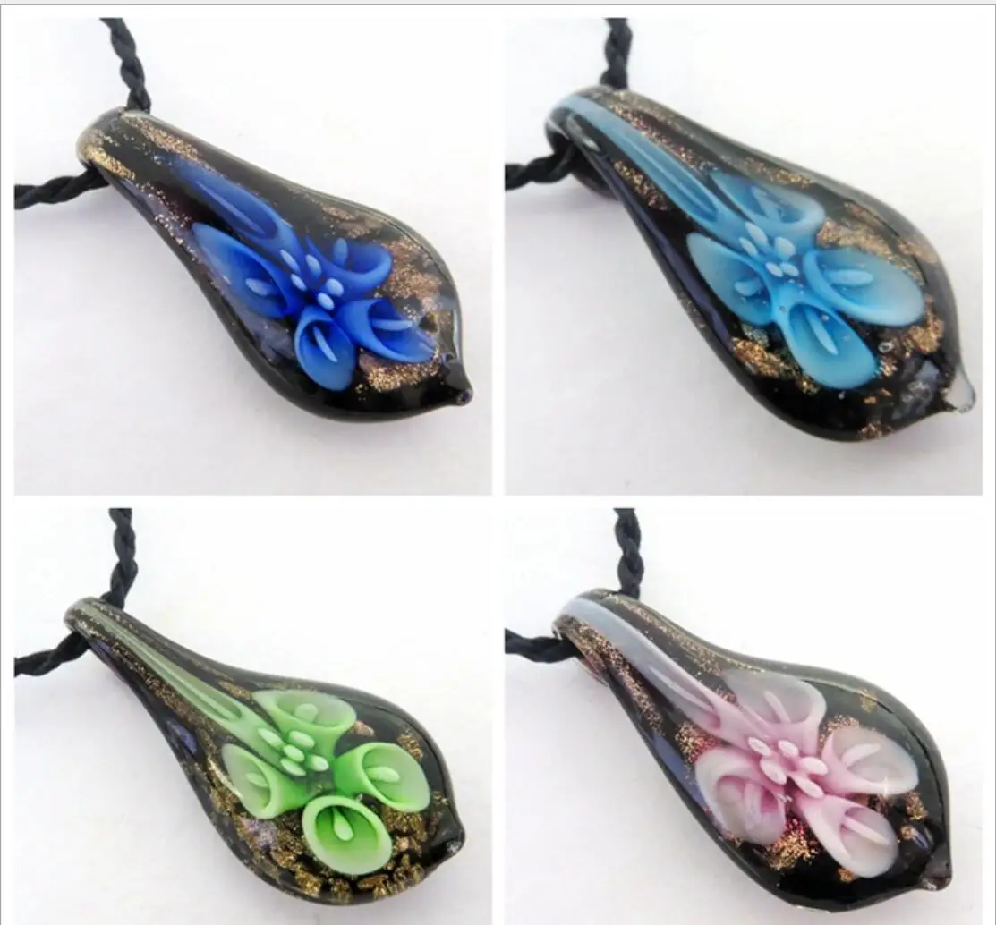 New Handmade Glass Murano Lampwork Flower Pendant Fit For Necklace LL42