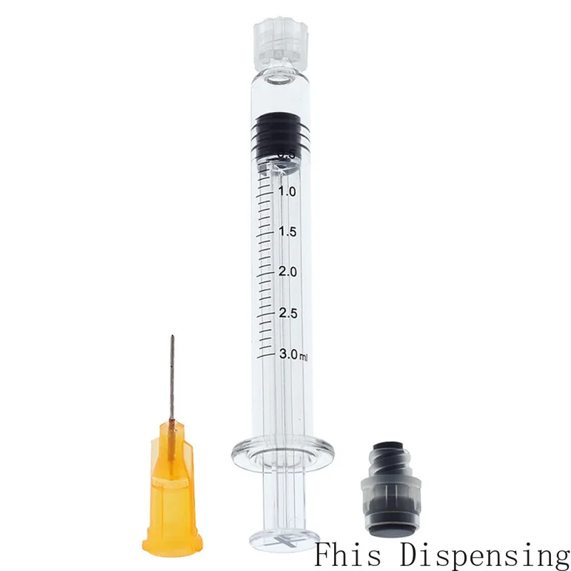 3 مللي حقنة بقفل لور (مكبس رمادي) مع 23G إبرة قابلة لإعادة الاستخدام حزمة من 2