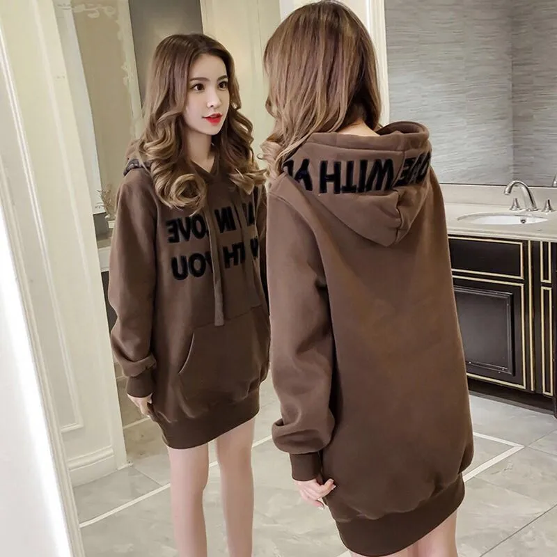 Harajuku Korean Loose Tops Female Casual Sweatshirt Autumn Long Sleeve Hoodie Girls Hoodie Streetwear Winter Warm Kawaii Jumpers