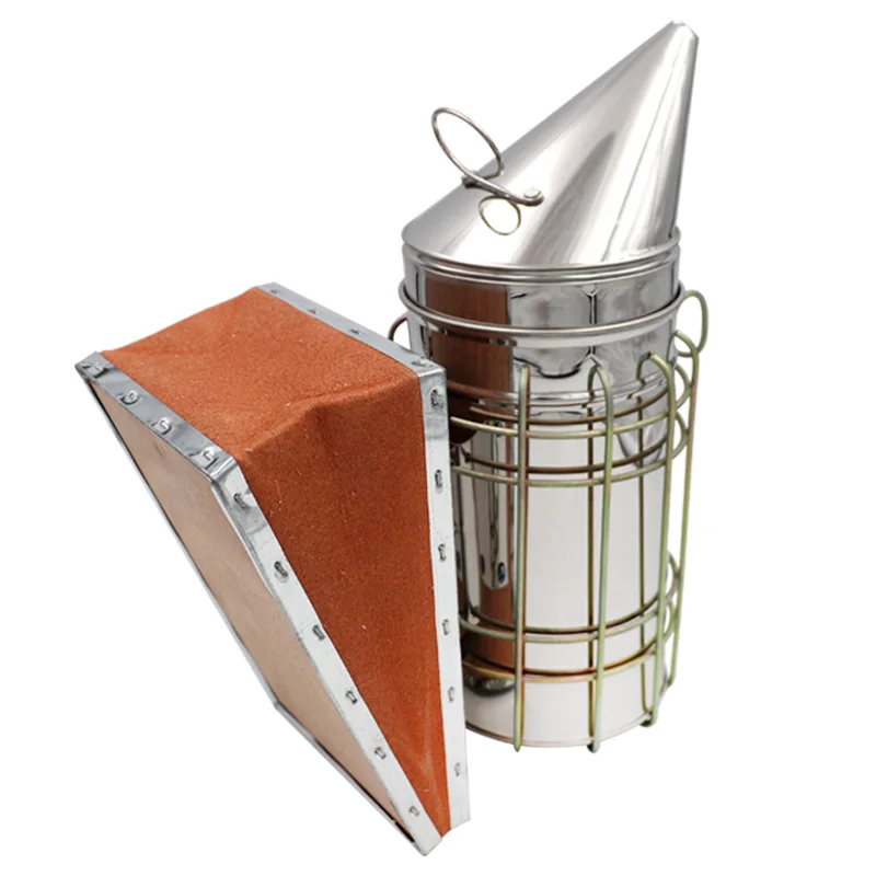 1 Pc Beekeeping Tool Stainless Steel Bee Hive Smoker Galvanized Iron With Heat Shield Protection Beekeeping Equipment