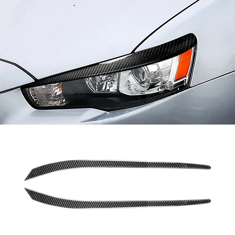 

Carbon Fiber Headlights Eyebrows Eyelids Fit For Mitsubishi Lancer EVO 2008-2014 Car Styling Front Headlamp Trim Cover Accessori