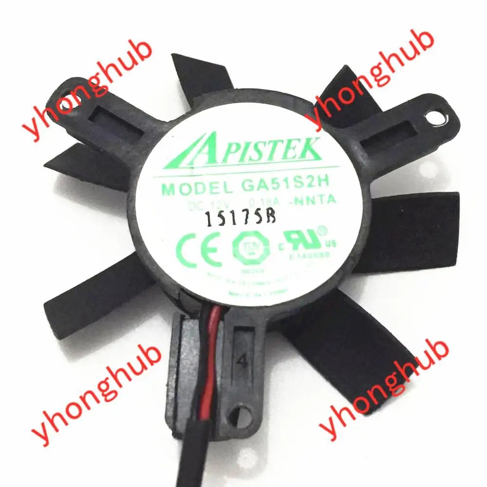 APISTEK GA51S2H NNTA DC 12V 0.18A Dia. 45mm 2-wire Graphics Fan