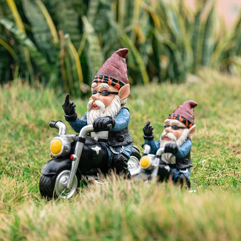 

Biker Gnome With Motorcycle Statue Resin Figurine Garden Gnomes Decorations for Patio Yard Lawn Porch Full Color In Stock