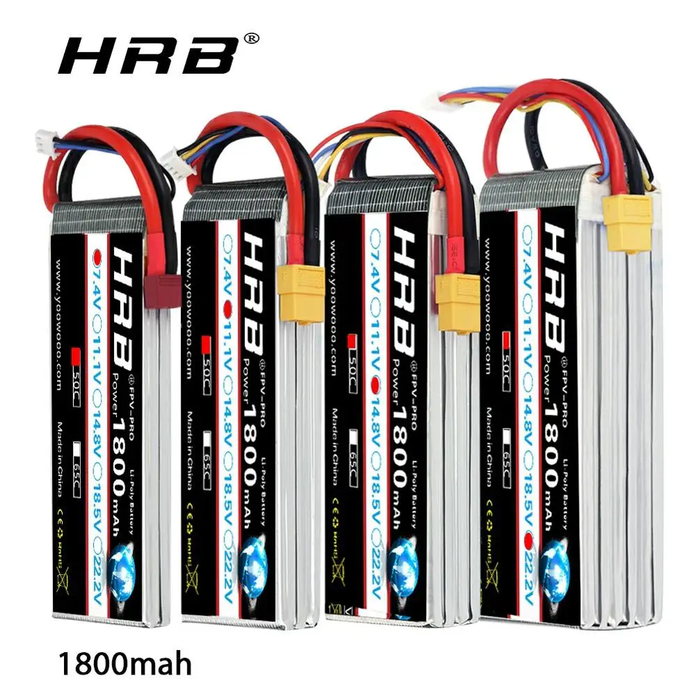 HRB RC 2S 3S Lipo Battery 1800mah heli battery 50C with XT60 For rc car rc boat Airplane Helicopter 380L Trex 450 Airplane Boat