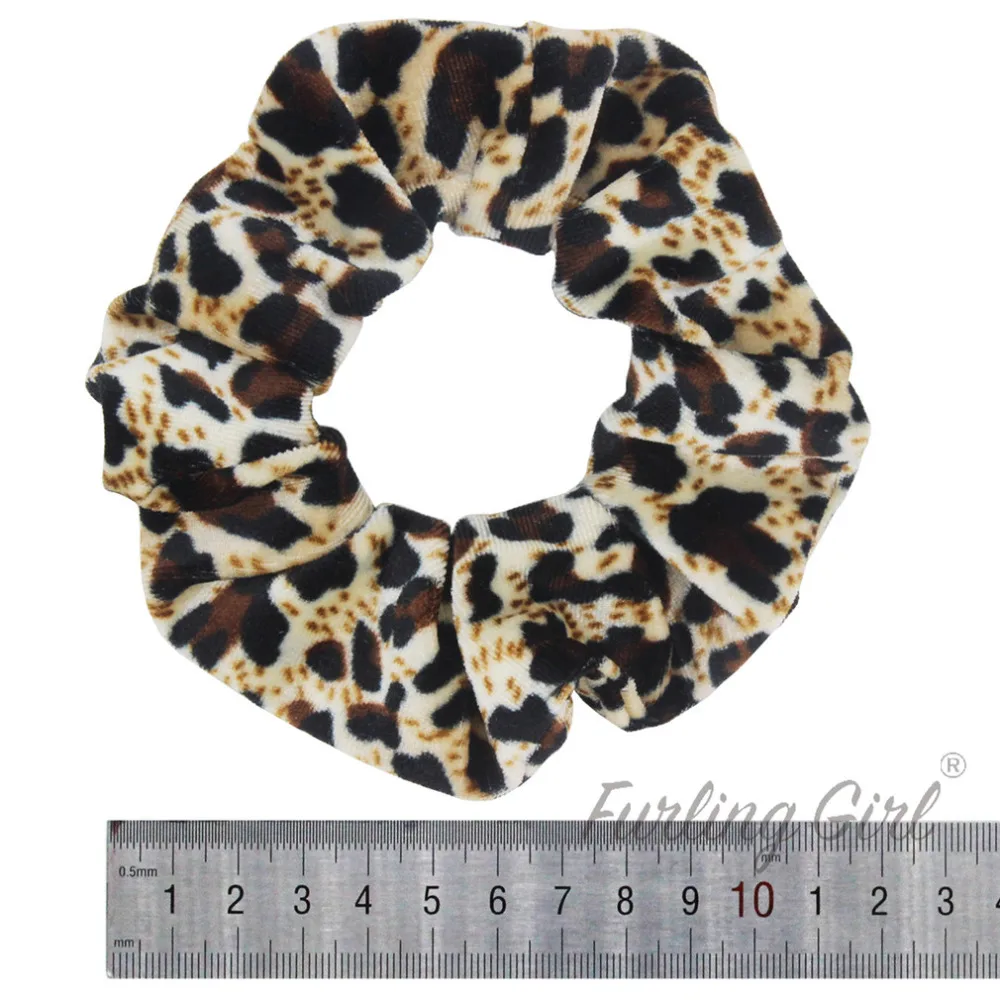 Furling Girl 1 PC Leopard Printing Velvet Hair Scrunchies Large Size Cloth Elastic Hair Bands Hair Accessories for Women