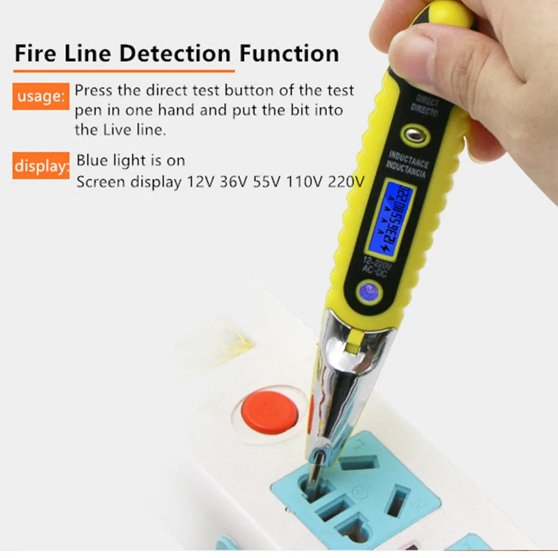 AC DC Digital Voltage Test Pencil Fire Line Zero Line Breakpoint Detector Screwdriver 12-250V Voltmeter Electrical Volt Meter