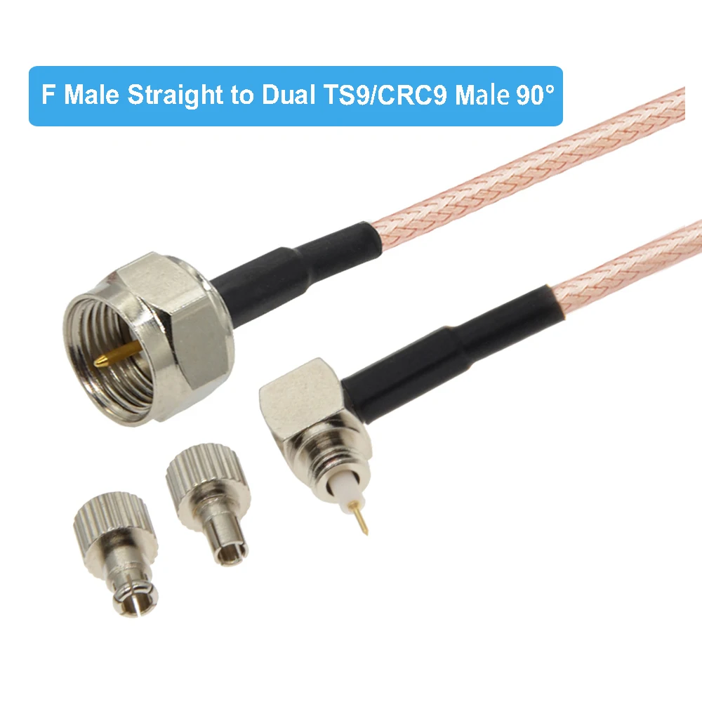 Cabo extensor de antena 2 argolas, conector macho para crc9, antena de extensão 3g