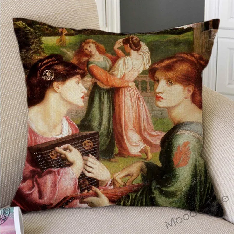 UK Dante Gabriel Rossetti Oil Painting Victoria Era Beauties Girl Pillow Case World Famous Gallery Art Decoration Cushion Cover